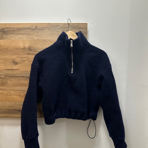 Aritzia Sweaters - Navy Fleece Half-Zip Pullover